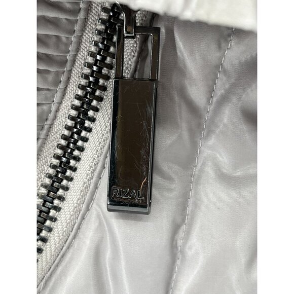 RIZAL Womens Quilted Down Puffer Coat Raccoon Fur Trim Belted Waist Small - Picture 7 of 16